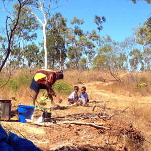 Rhoda making fire Borroloola