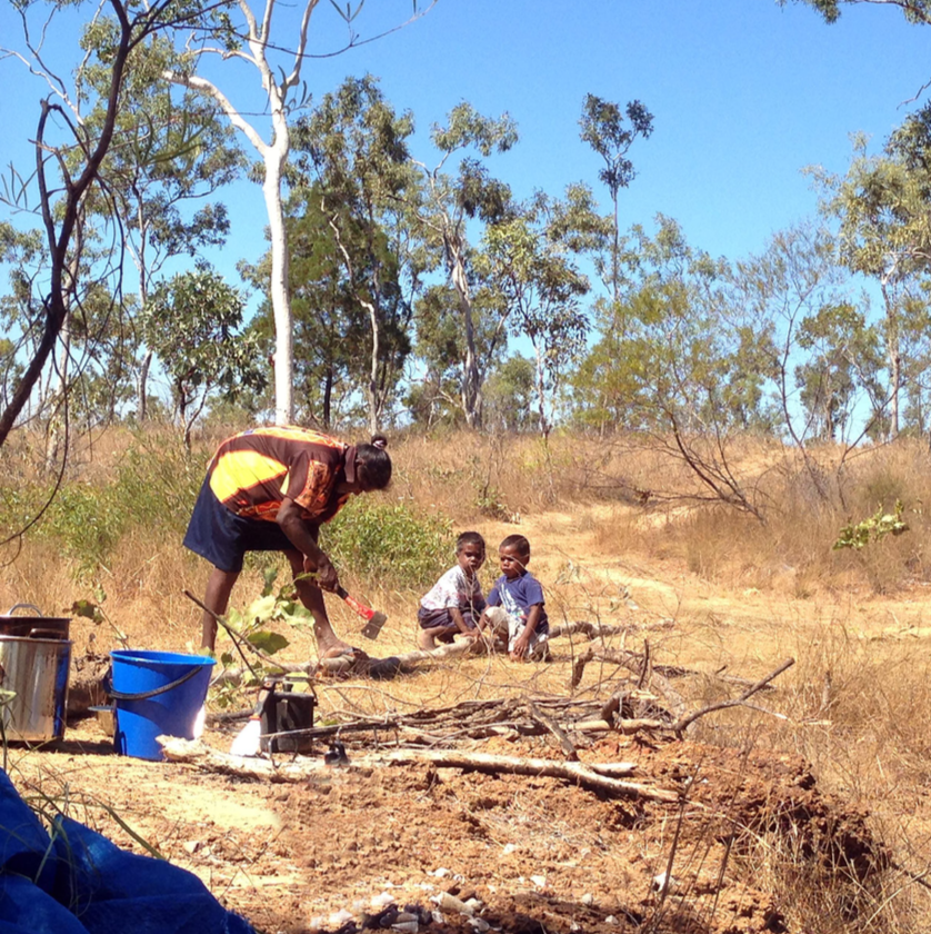 Camping and making a fire Borroloola, Northern Territory, Australia